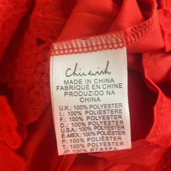 RED DRESS CHIC WISH Lace Floral Scalloped Eyelet Dress  Size X-Small - Picture 12 of 14